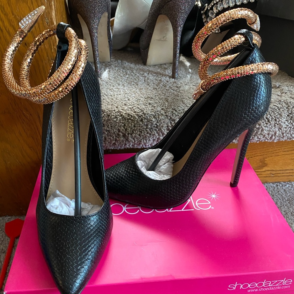 Shoe Dazzle heels with snake anklet